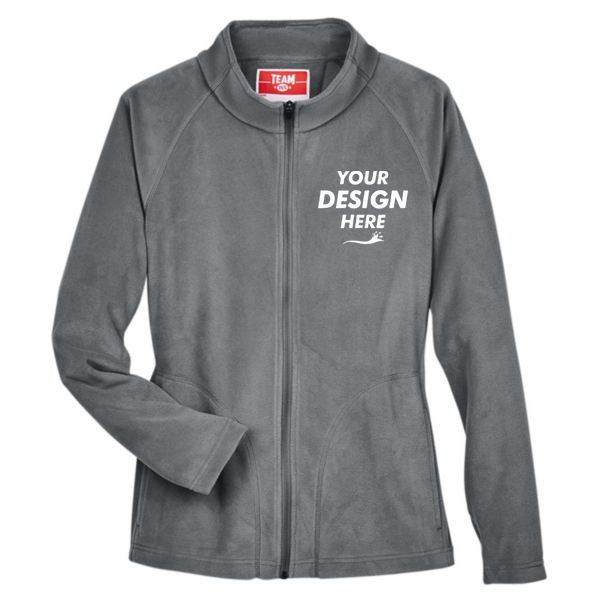 Team 365 Women's Campus Microfleece Jacket, Sport Graphite, Front view, Mockup