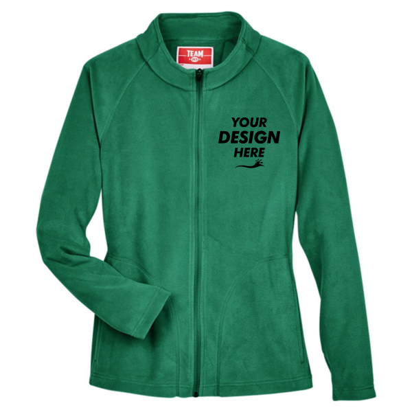 Team 365 Women's Campus Microfleece Jacket, Sport Kelly, Front view, Mockup