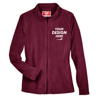 Team 365 Women's Campus Microfleece Jacket, Sport Maroon, Front view, Mockup