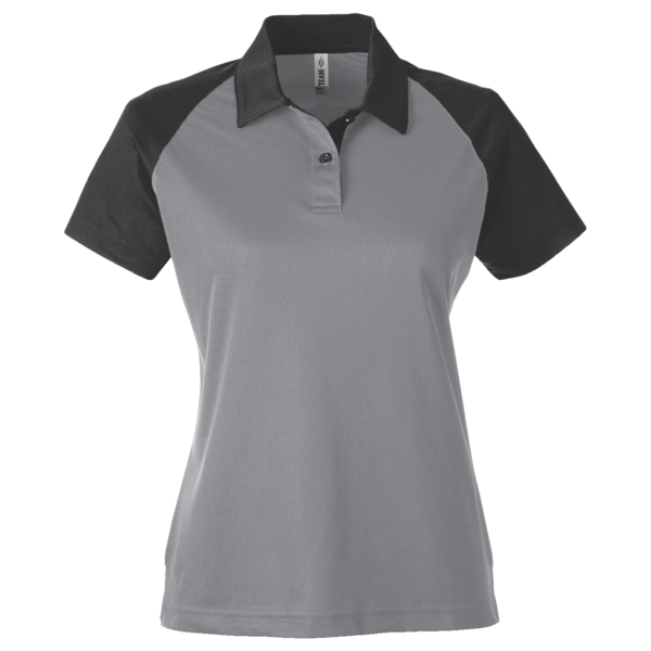 Team 365 Women's Command Snag-Protection Colorblock Polo, Sport Graphite / Black, Front view