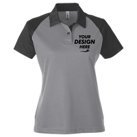 Team 365 Women's Command Snag-Protection Colorblock Polo, Sport Graphite / Black, Front view, Mockup
