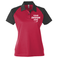 Team 365 Women's Command Snag-Protection Colorblock Polo, Sport Red / Black, Front view, Mockup