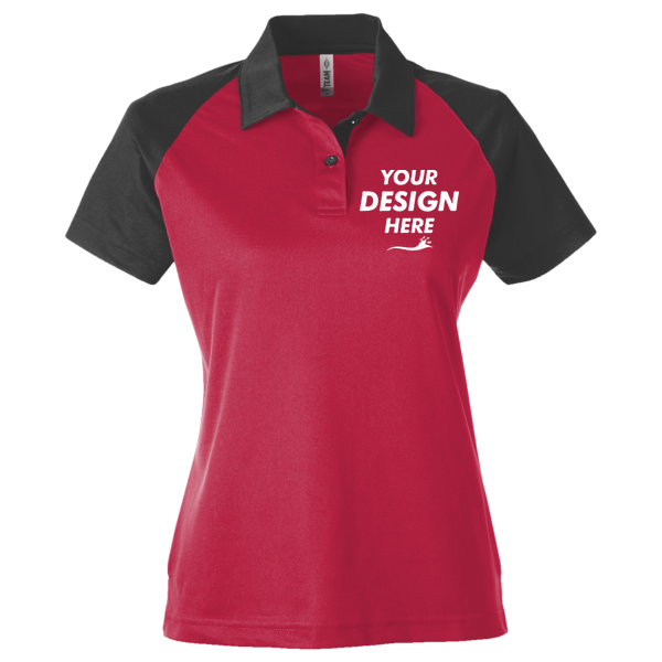 Team 365 Women's Command Snag-Protection Colorblock Polo, Sport Red / Black, Front view, Mockup