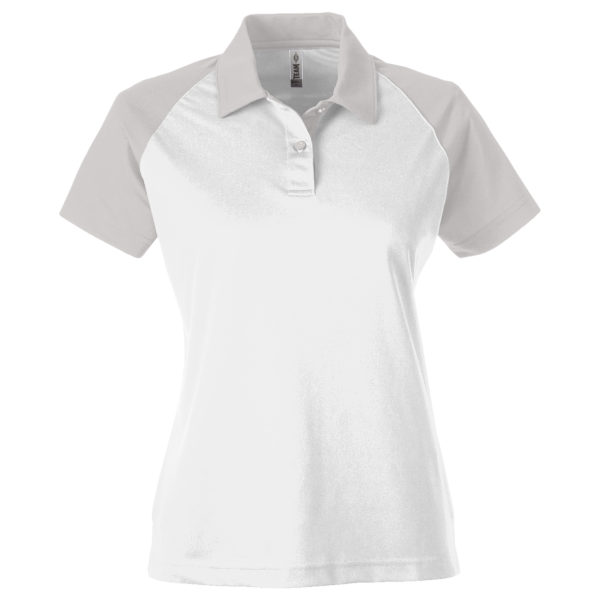 Team 365 Women's Command Snag-Protection Colorblock Polo, White / Sport Silver, Front view