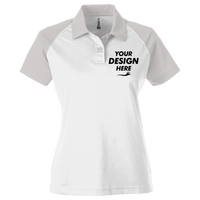 Team 365 Women's Command Snag-Protection Colorblock Polo, White / Sport Silver, Front view, Mockup