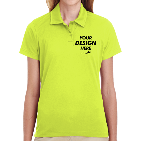 Team 365 Women's Command Snag Protection Polo, Safety Yellow, Front view, Mockup