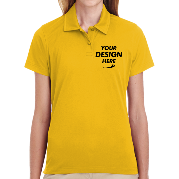 Team 365 Women's Command Snag Protection Polo, Sport Athletic Gold, Front view, Mockup
