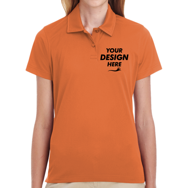 Team 365 Women's Command Snag Protection Polo, Sport Burnt Orange, Front view, Mockup