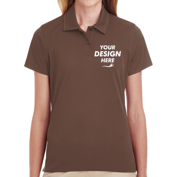 Team 365 Women's Command Snag Protection Polo, Sport Dark Brown, Front view, Mockup