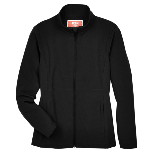 Team 365 Women's Leader Soft Shell Jacket, Black, Front view