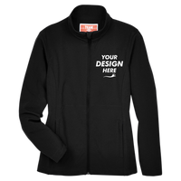 Team 365 Women's Leader Soft Shell Jacket, Black, Front view, Mockup