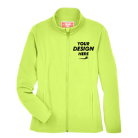 Team 365 Women's Leader Soft Shell Jacket, Safety Yellow, Front view, Mockup