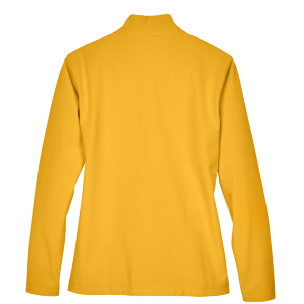 Team 365 Women's Leader Soft Shell Jacket, Sport Athletic Gold, Back view