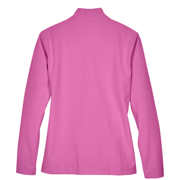 Team 365 Women's Leader Soft Shell Jacket, Sport Charity Pink, Back view
