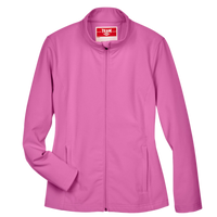 Team 365 Women's Leader Soft Shell Jacket, Sport Charity Pink, Front view
