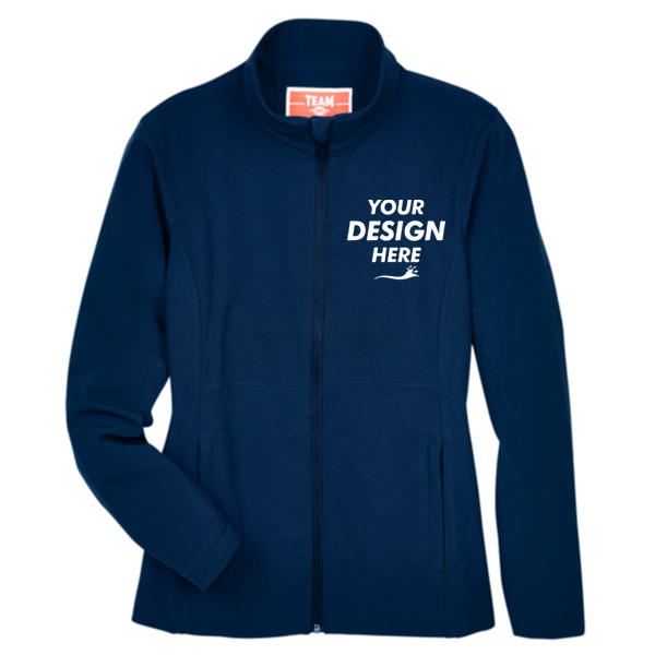 Team 365 Women's Leader Soft Shell Jacket, Sport Dark Navy, Front view, Mockup