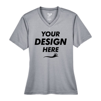Team 365 Women's Sonic Heather Performance T-Shirt, Athletic Heather, Front view, Mockup
