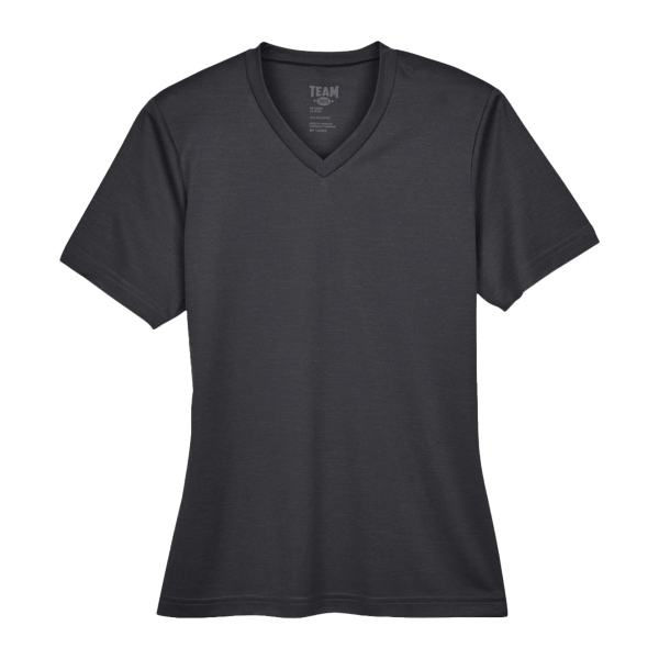 Team 365 Women's Sonic Heather Performance T-Shirt, Black Heather, Front view