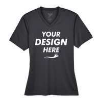 Team 365 Women's Sonic Heather Performance T-Shirt, Black Heather, Front view, Mockup