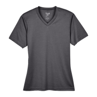 Team 365 Women's Sonic Heather Performance T-Shirt, Dark Grey Heather, Front view