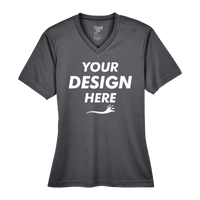 Team 365 Women's Sonic Heather Performance T-Shirt, Dark Grey Heather, Front view, Mockup