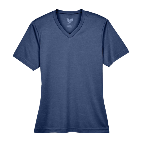 Team 365 Women's Sonic Heather Performance T-Shirt, Sport Dark Navy Heather, Front view
