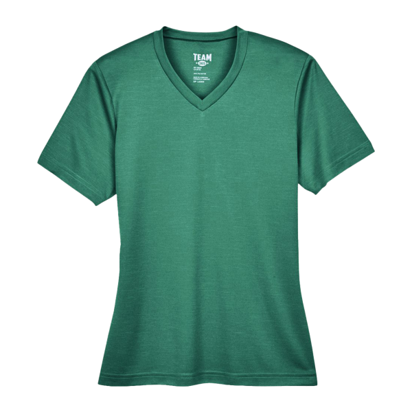 Team 365 Women's Sonic Heather Performance T-Shirt, Sport Forest Heather, Front view