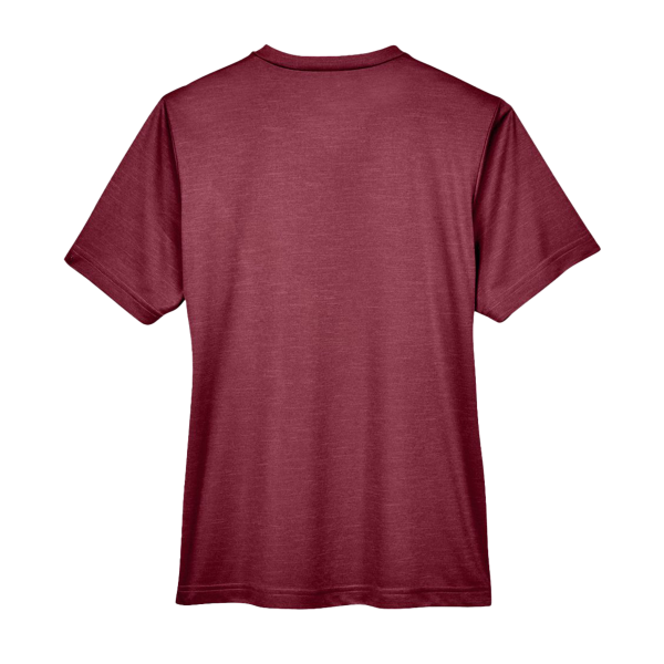 Team 365 Women's Sonic Heather Performance T-Shirt, Sport Maroon Heather, Back view