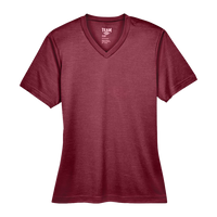 Team 365 Women's Sonic Heather Performance T-Shirt, Sport Maroon Heather, Front view