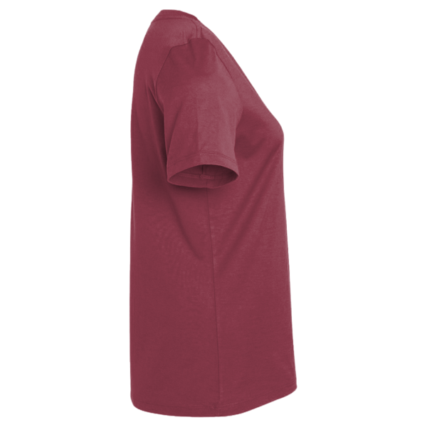 Team 365 Women's Sonic Heather Performance T-Shirt, Sport Maroon Heather, Right Sleeve view