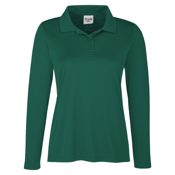 Team 365 Women's Zone Performance Long Sleeve Polo, Sport Forest, Front view