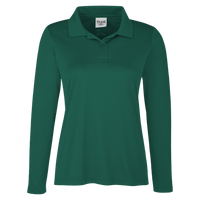 Team 365 Women's Zone Performance Long Sleeve Polo, Sport Forest, Front view