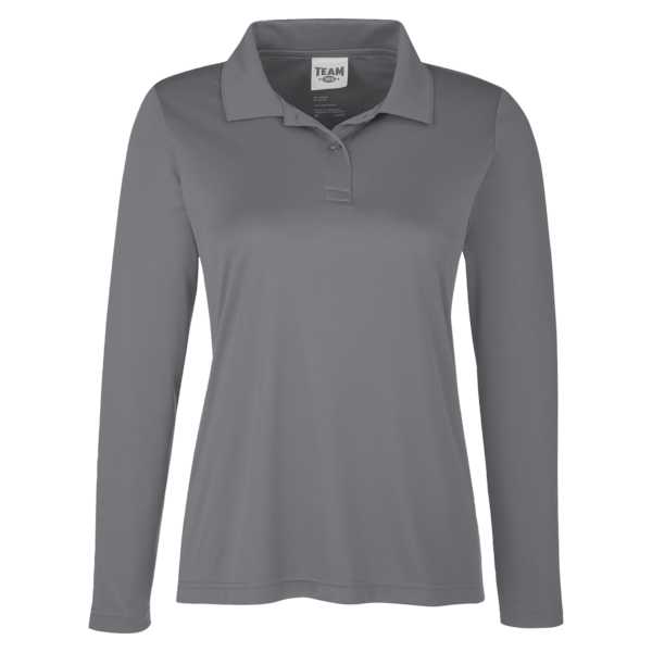 Team 365 Women's Zone Performance Long Sleeve Polo, Sport Graphite, Front view