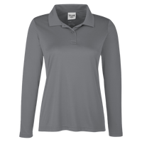 Team 365 Women's Zone Performance Long Sleeve Polo, Sport Graphite, Front view