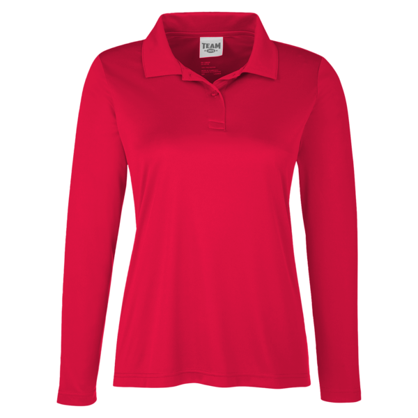 Team 365 Women's Zone Performance Long Sleeve Polo, Sport Red, Front view