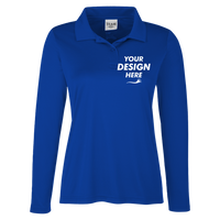 Team 365 Women's Zone Performance Long Sleeve Polo, Sport Royal, Front view, Mockup