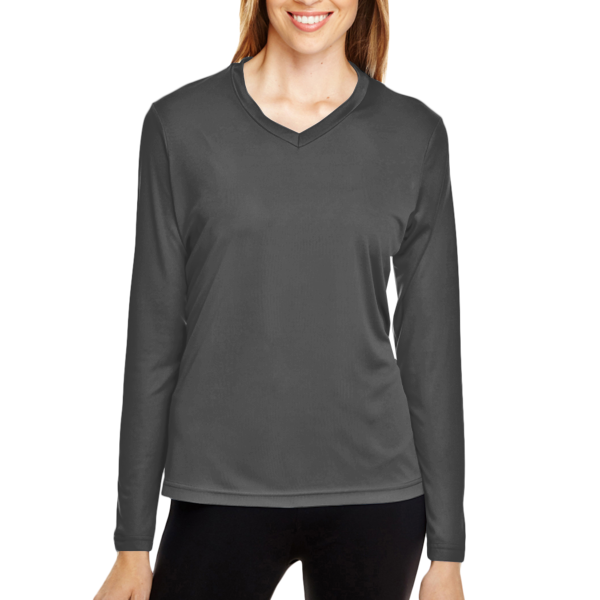 Team 365 Women's Zone Performance Long Sleeve T-Shirt, Black, Front view