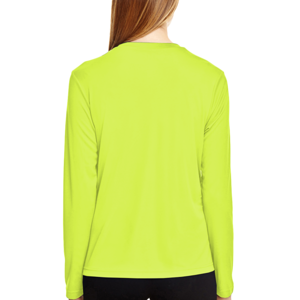 Team 365 Women's Zone Performance Long Sleeve T-Shirt, Safety Yellow, Back view