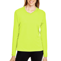Team 365 Women's Zone Performance Long Sleeve T-Shirt, Safety Yellow, Front view