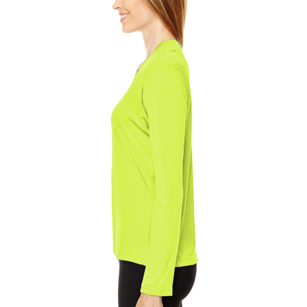 Team 365 Women's Zone Performance Long Sleeve T-Shirt, Safety Yellow, Left Sleeve view