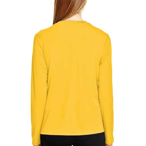 Team 365 Women's Zone Performance Long Sleeve T-Shirt, Sport Athletic Gold, Back view