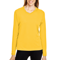 Team 365 Women's Zone Performance Long Sleeve T-Shirt, Sport Athletic Gold, Front view