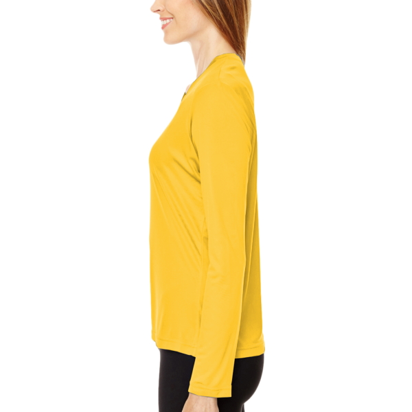 Team 365 Women's Zone Performance Long Sleeve T-Shirt, Sport Athletic Gold, Left Sleeve view