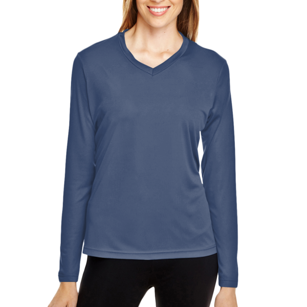 Team 365 Women's Zone Performance Long Sleeve T-Shirt, Sport Dark Navy, Front view