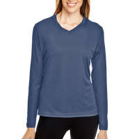 Team 365 Women's Zone Performance Long Sleeve T-Shirt, Sport Dark Navy, Front view
