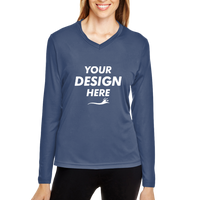 Team 365 Women's Zone Performance Long Sleeve T-Shirt, Sport Dark Navy, Front view, Mockup