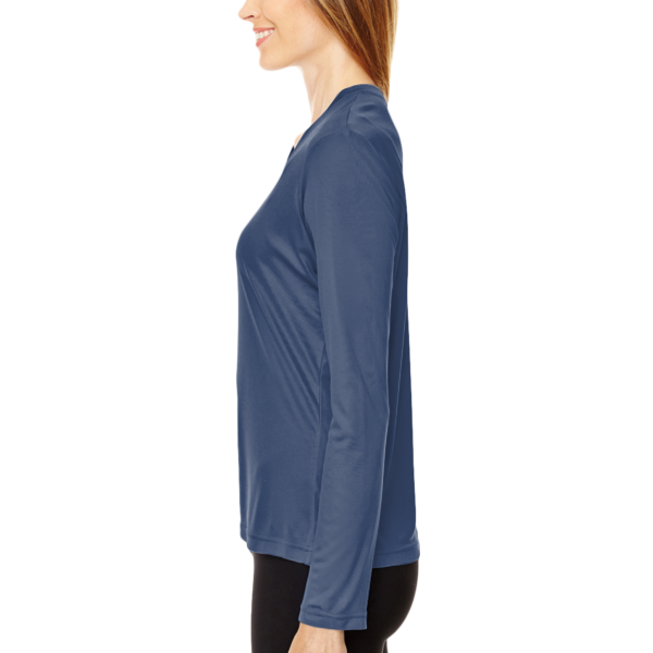 Team 365 Women's Zone Performance Long Sleeve T-Shirt, Sport Dark Navy, Left Sleeve view