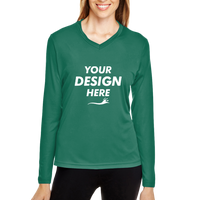 Team 365 Women's Zone Performance Long Sleeve T-Shirt, Sport Forest, Front view, Mockup