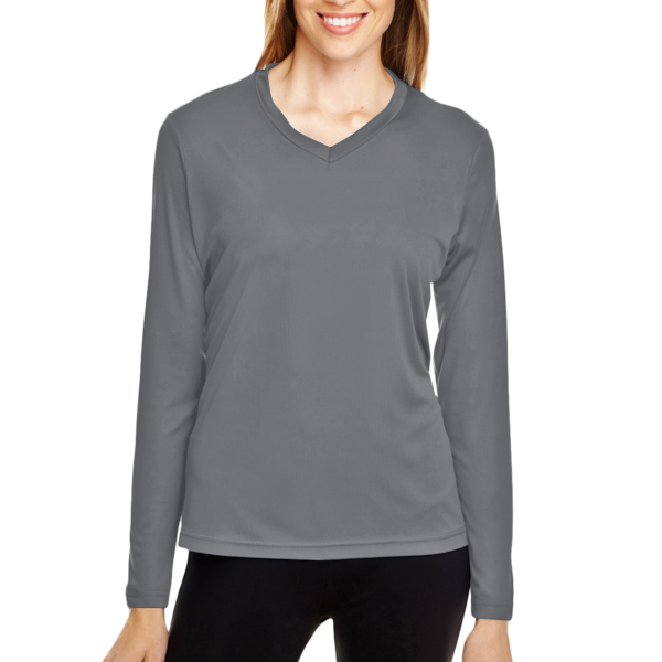 Team 365 Women's Zone Performance Long Sleeve T-Shirt, Sport Graphite, Front view