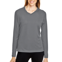 Team 365 Women's Zone Performance Long Sleeve T-Shirt, Sport Graphite, Front view